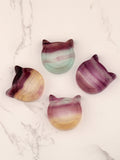 Hand-carved natural color fluorite crystal cat 3cm-shaped small bowl jewelry crystal bowl