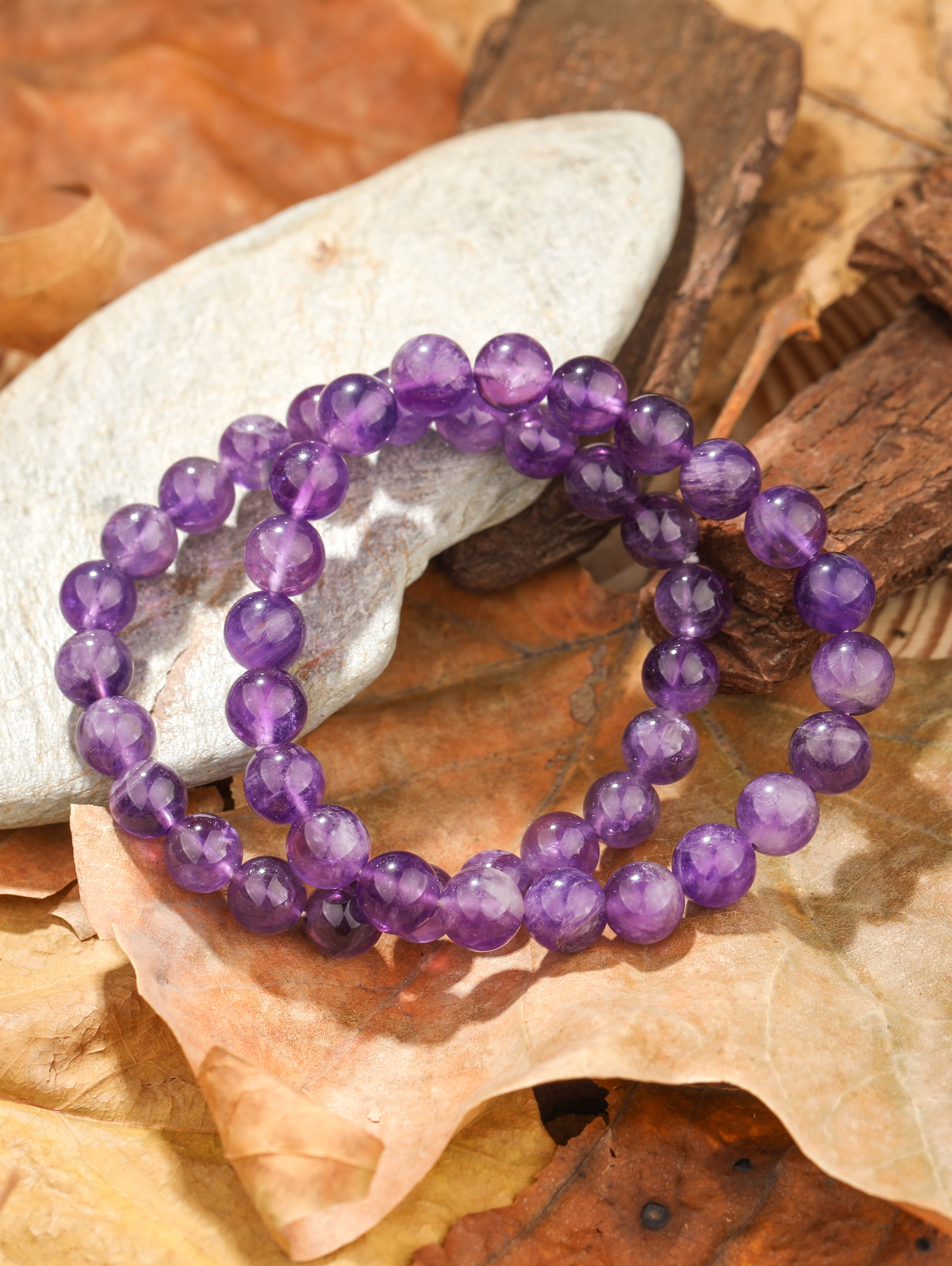 8mm Natural Amethyst Crystal Energy Stone Elastic Stretchable