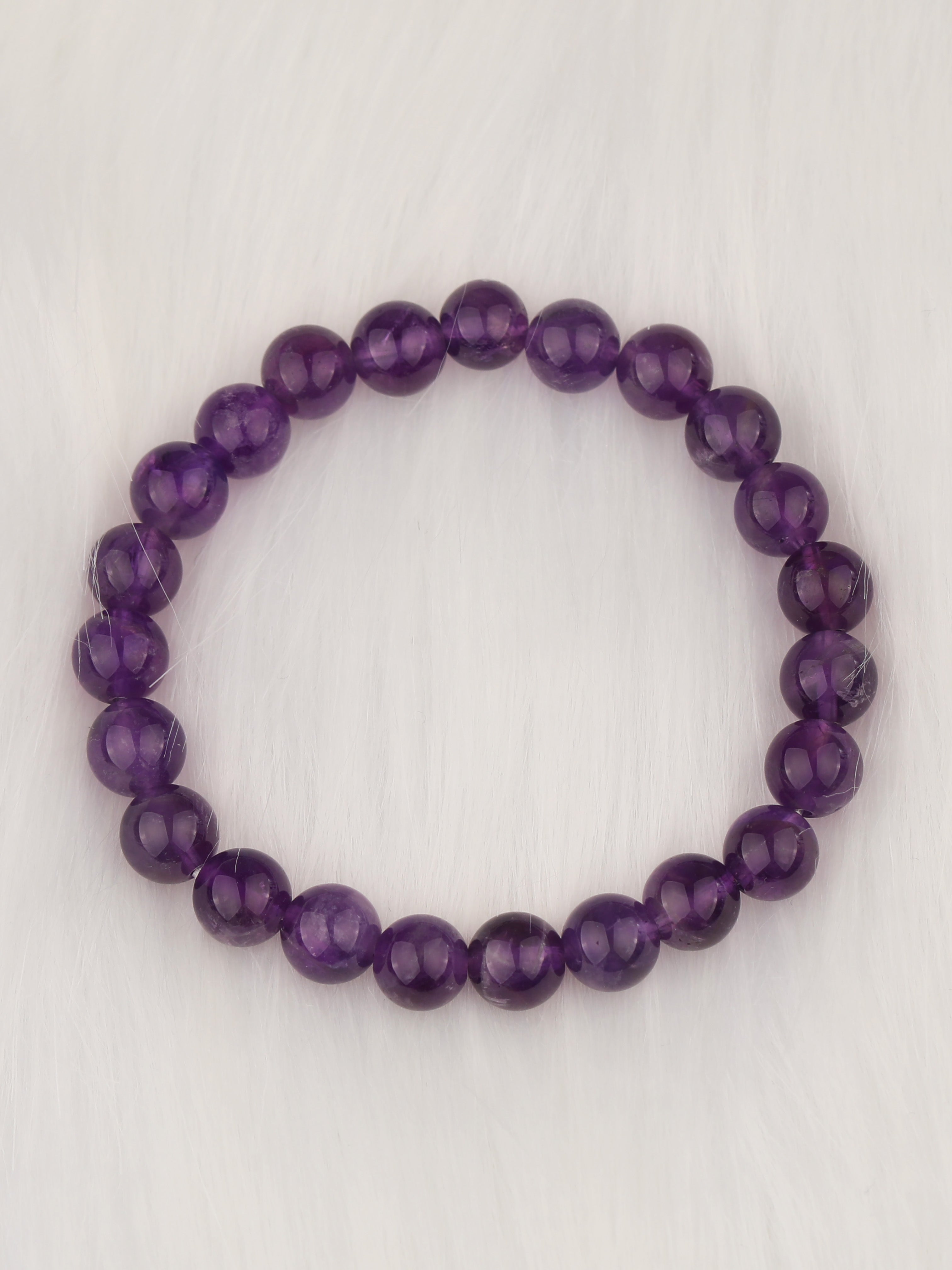 8mm Natural Amethyst Crystal Energy Stone Elastic Stretchable